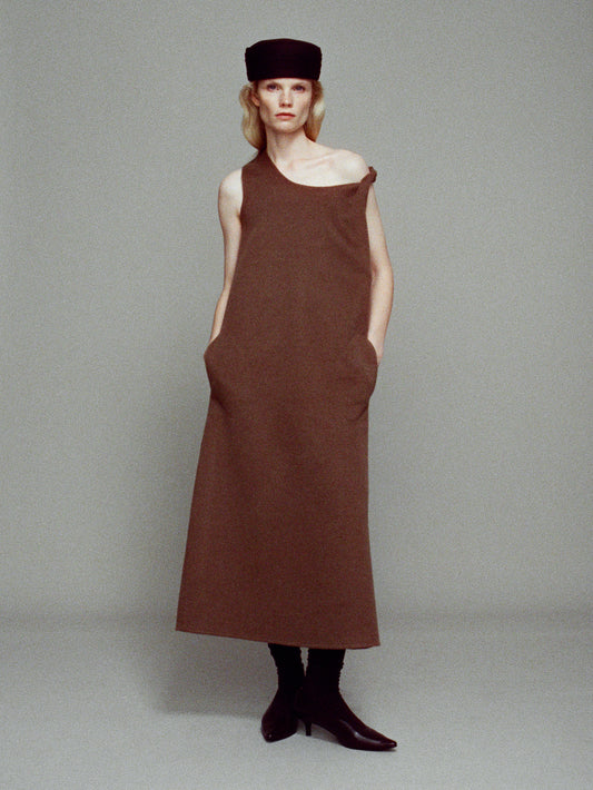 Suella wide straps cashmere dress